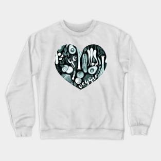 Go veggie // heart print // black background pine and mint vegetables Crewneck Sweatshirt